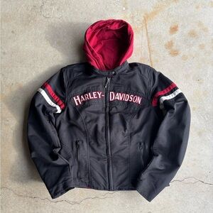 Harley-Davidson Two Piece Black Jacket with Red Hood